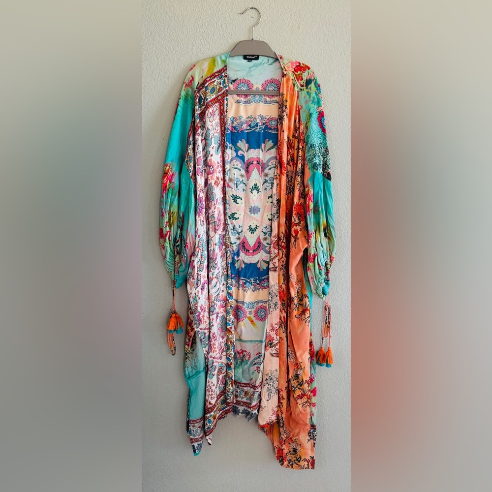 Tolani Multicolor Floral Wrap o/s rare